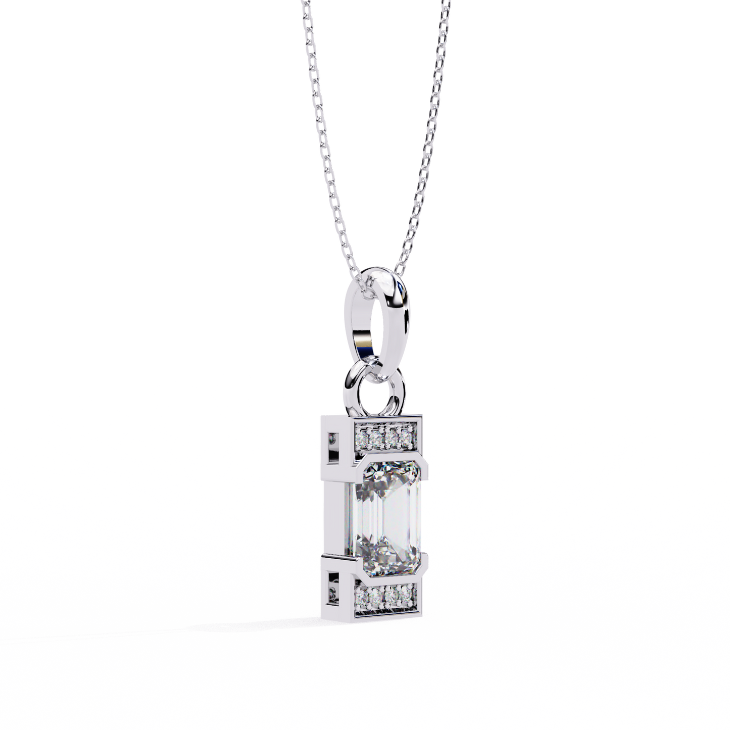 Emerald Cut Lab Grown Diamond Gold Pendant