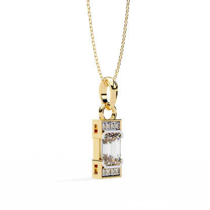 Emerald Cut Lab Grown Diamond Gold Pendant