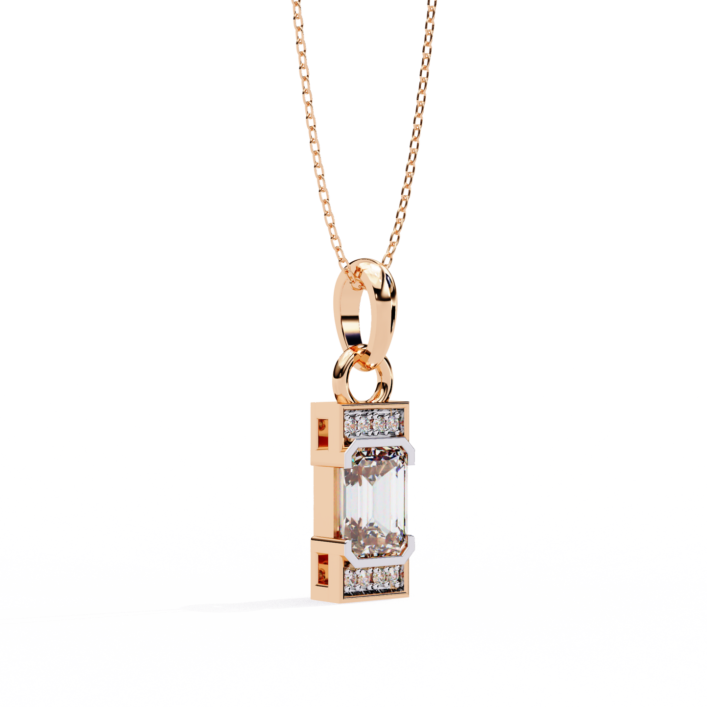 Emerald Cut Lab Grown Diamond Gold Pendant