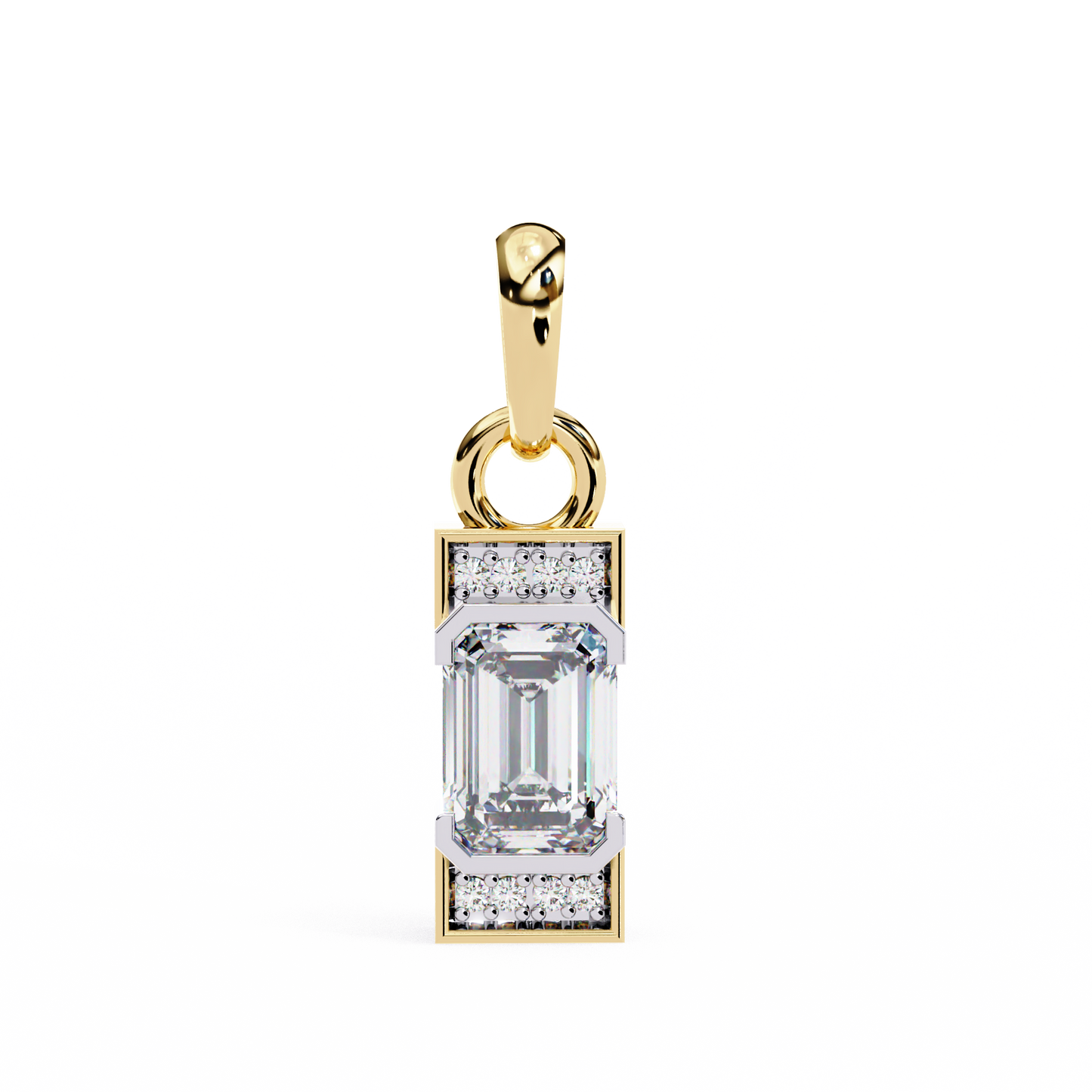 Emerald Cut Lab Grown Diamond Gold Pendant