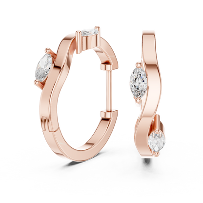 Marquise Lab Grown Diamond Bypass Wave Hoop Earrings