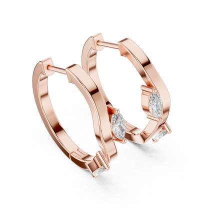 Marquise Lab Grown Diamond Bypass Wave Hoop Earrings