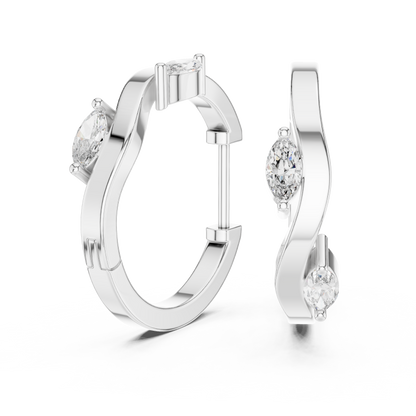 Marquise Lab Grown Diamond Bypass Wave Hoop Earrings