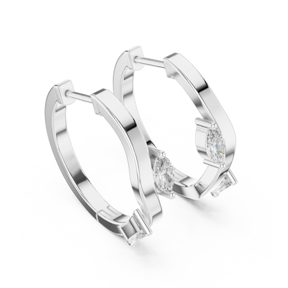 Marquise Lab Grown Diamond Bypass Wave Hoop Earrings