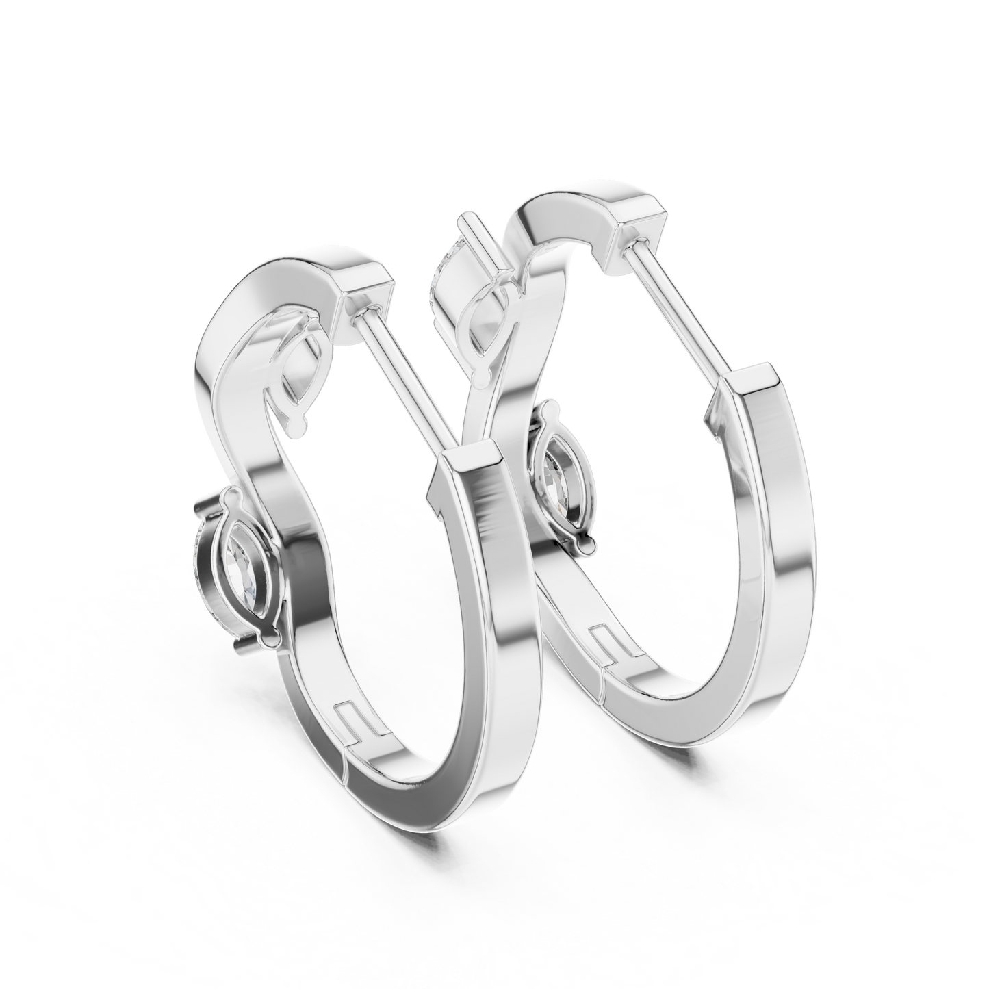 Marquise Lab Grown Diamond Bypass Wave Hoop Earrings