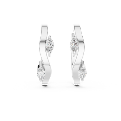 Marquise Lab Grown Diamond Bypass Wave Hoop Earrings