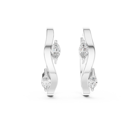 Marquise Lab Grown Diamond Bypass Wave Hoop Earrings