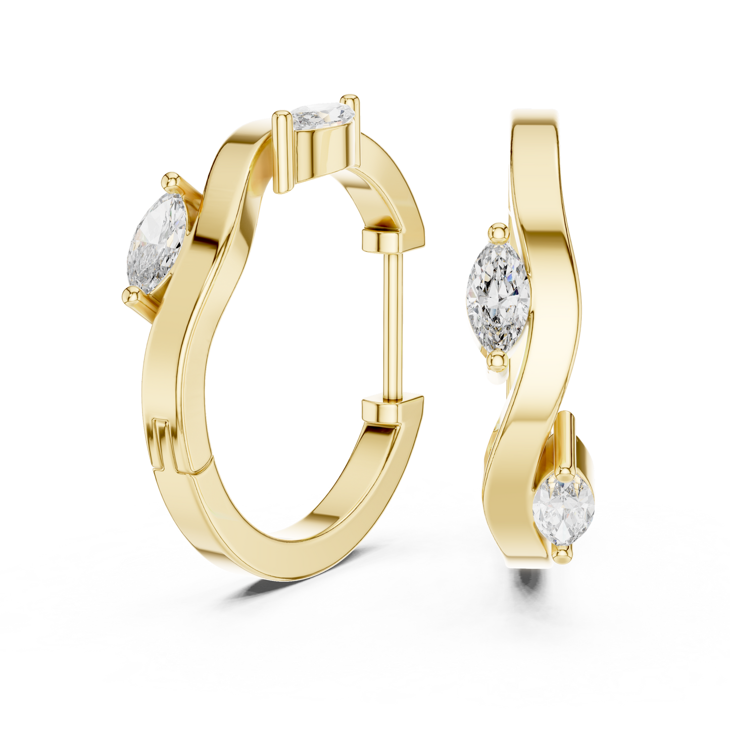 Marquise Lab Grown Diamond Bypass Wave Hoop Earrings