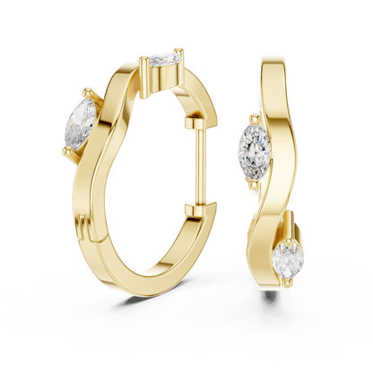 Marquise Lab Grown Diamond Bypass Wave Hoop Earrings
