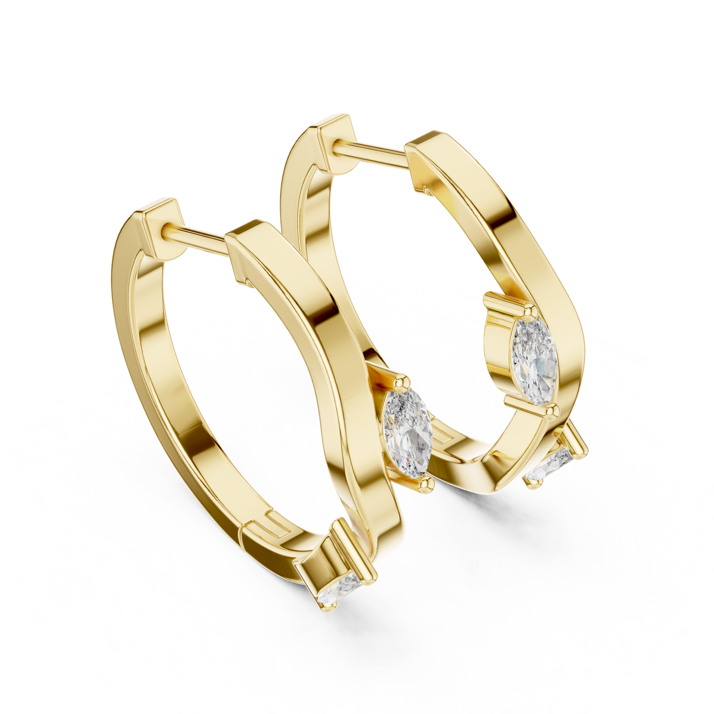 Marquise Lab Grown Diamond Bypass Wave Hoop Earrings