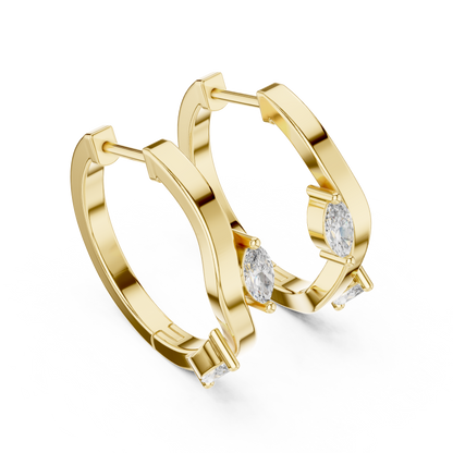 Marquise Lab Grown Diamond Bypass Wave Hoop Earrings