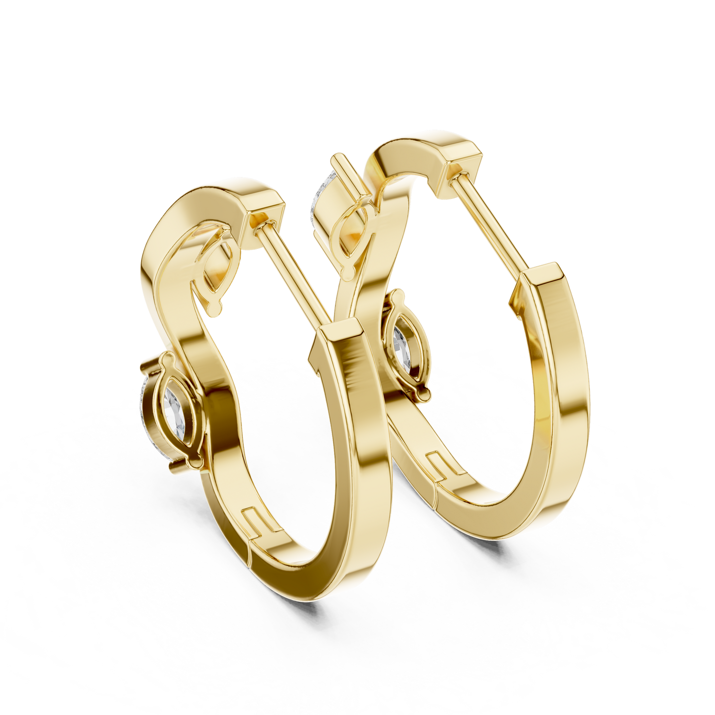 Marquise Lab Grown Diamond Bypass Wave Hoop Earrings