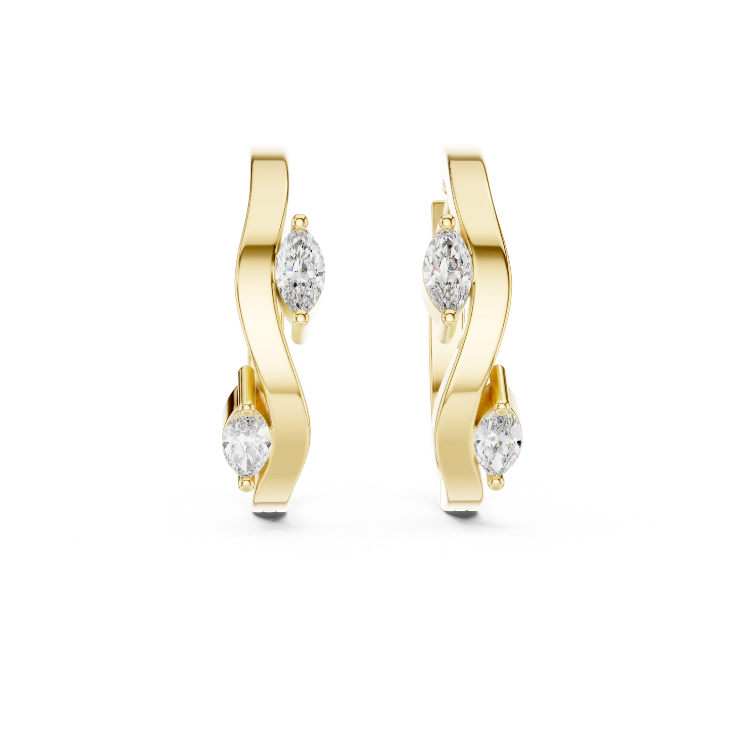 Marquise Lab Grown Diamond Bypass Wave Hoop Earrings