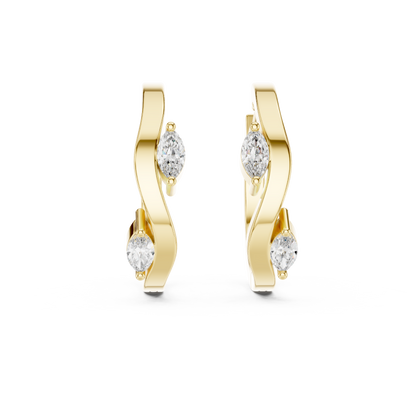 Marquise Lab Grown Diamond Bypass Wave Hoop Earrings