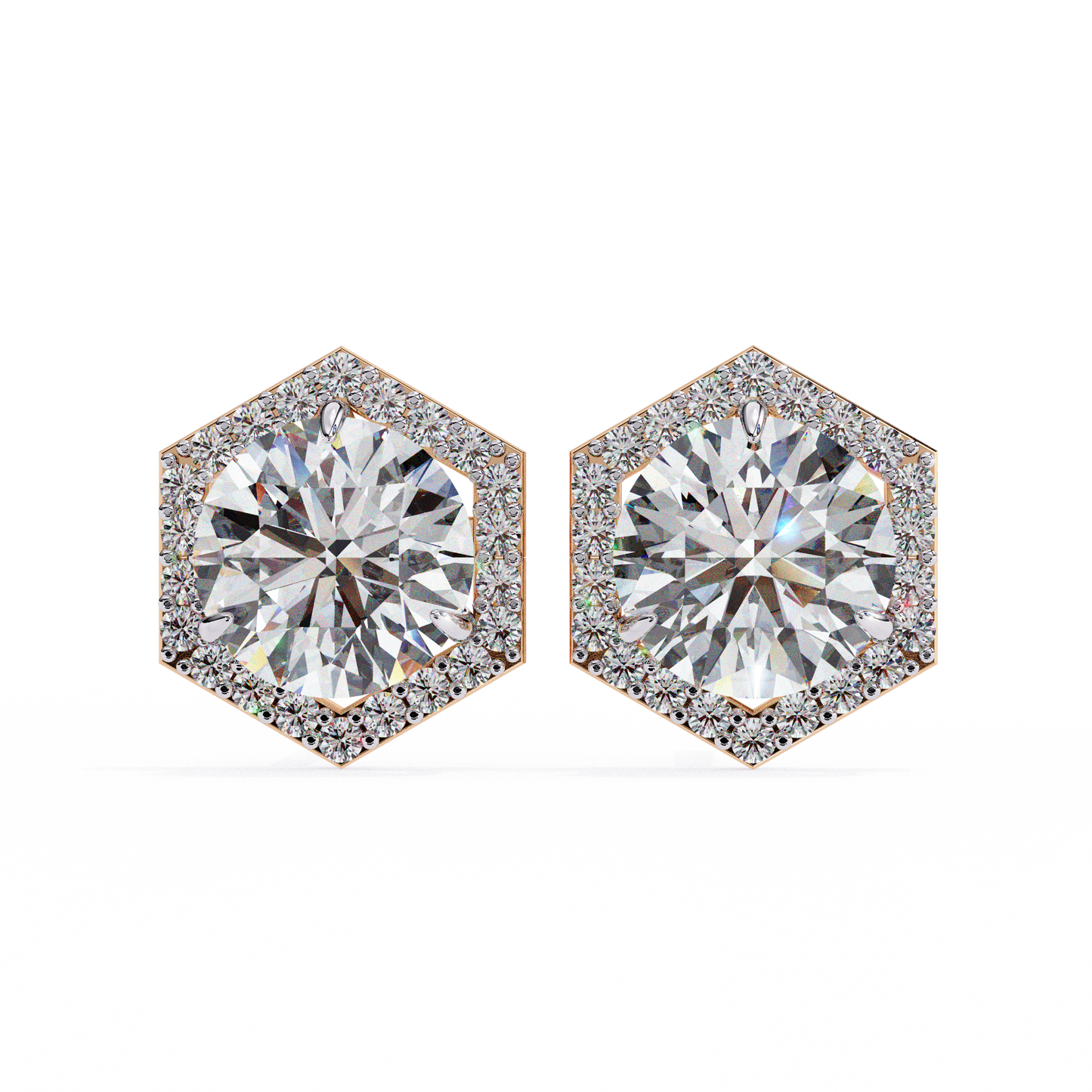 1.25 Ct Round Cut Lab Grown Diamond Rose Gold Earring