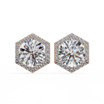 1.25 Ct Round Cut Lab Grown Diamond Rose Gold Earring