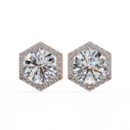 1.25 Ct Round Cut Lab Grown Diamond Rose Gold Earring