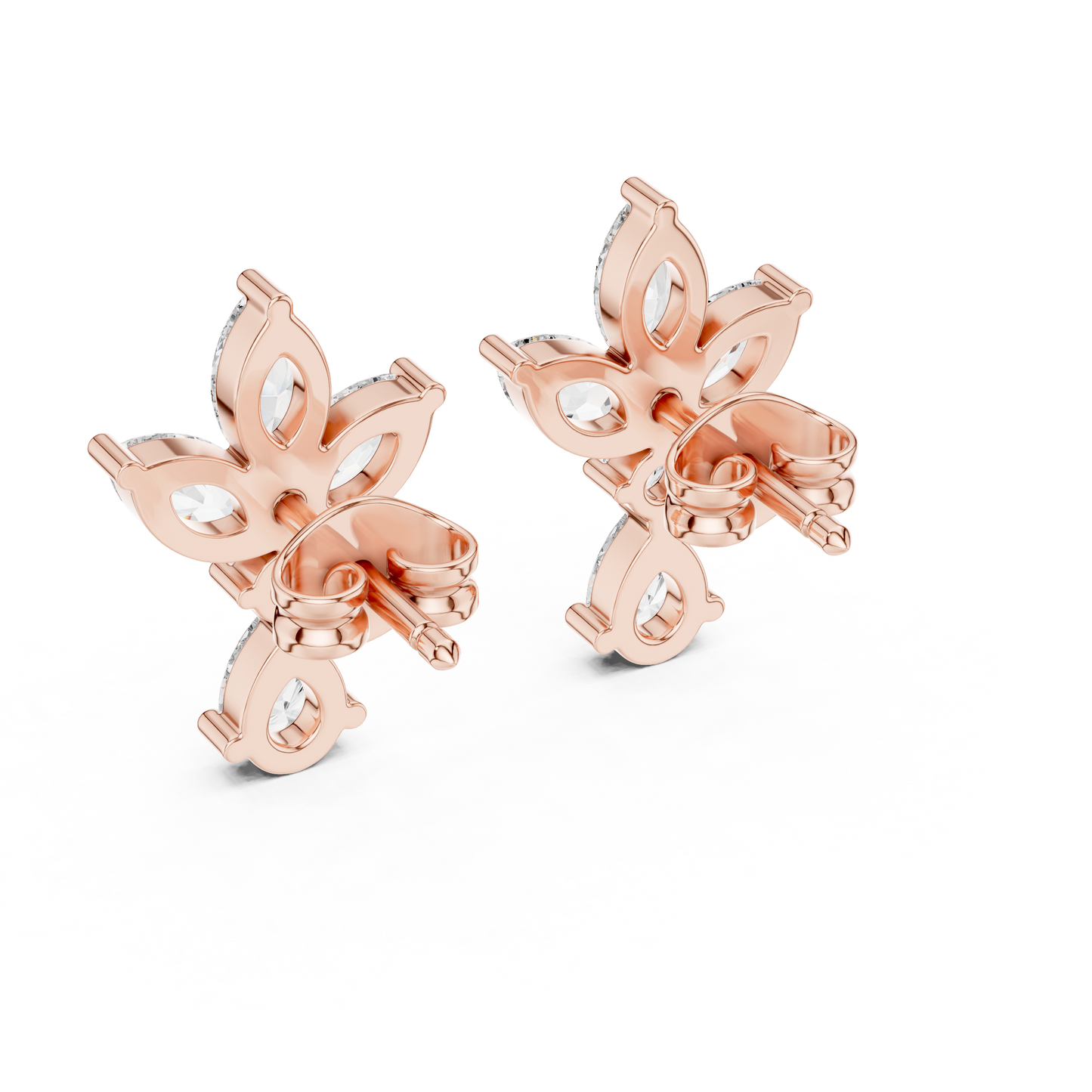 Marquise and Pear Lab Grown Diamond Cluster Floral Earrings