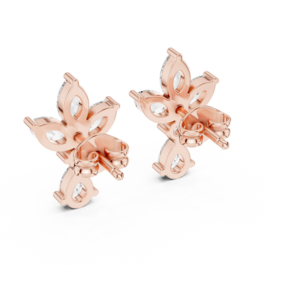 Marquise and Pear Lab Grown Diamond Cluster Floral Earrings