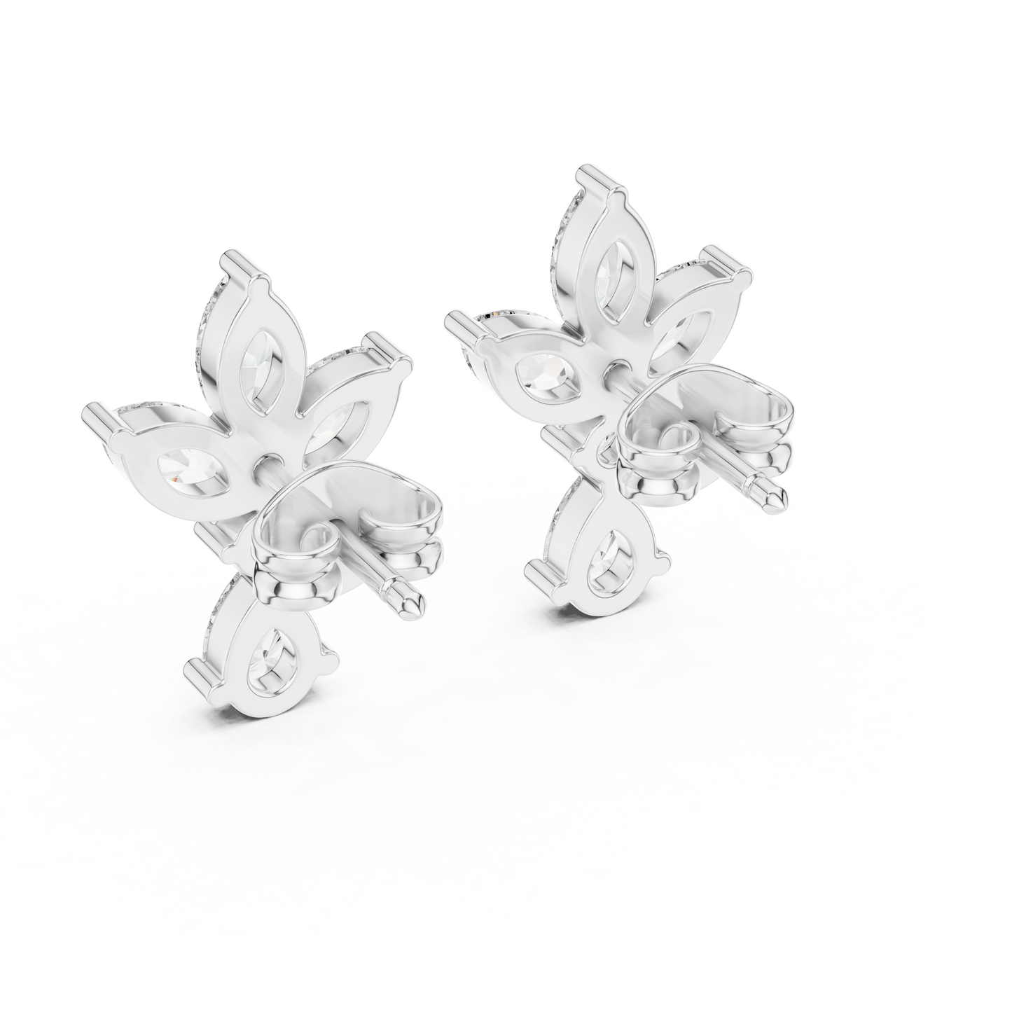 Marquise and Pear Lab Grown Diamond Cluster Floral Earrings