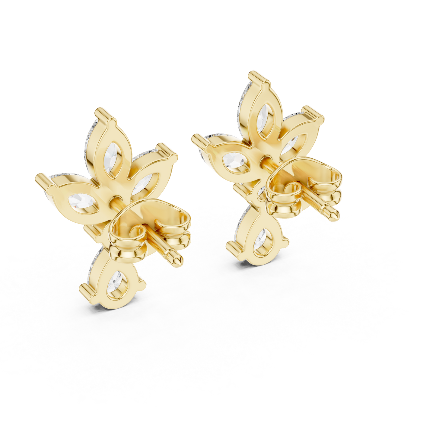 Marquise and Pear Lab Grown Diamond Cluster Floral Earrings