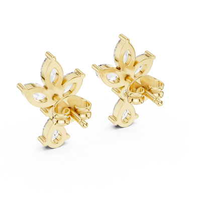 Marquise and Pear Lab Grown Diamond Cluster Floral Earrings
