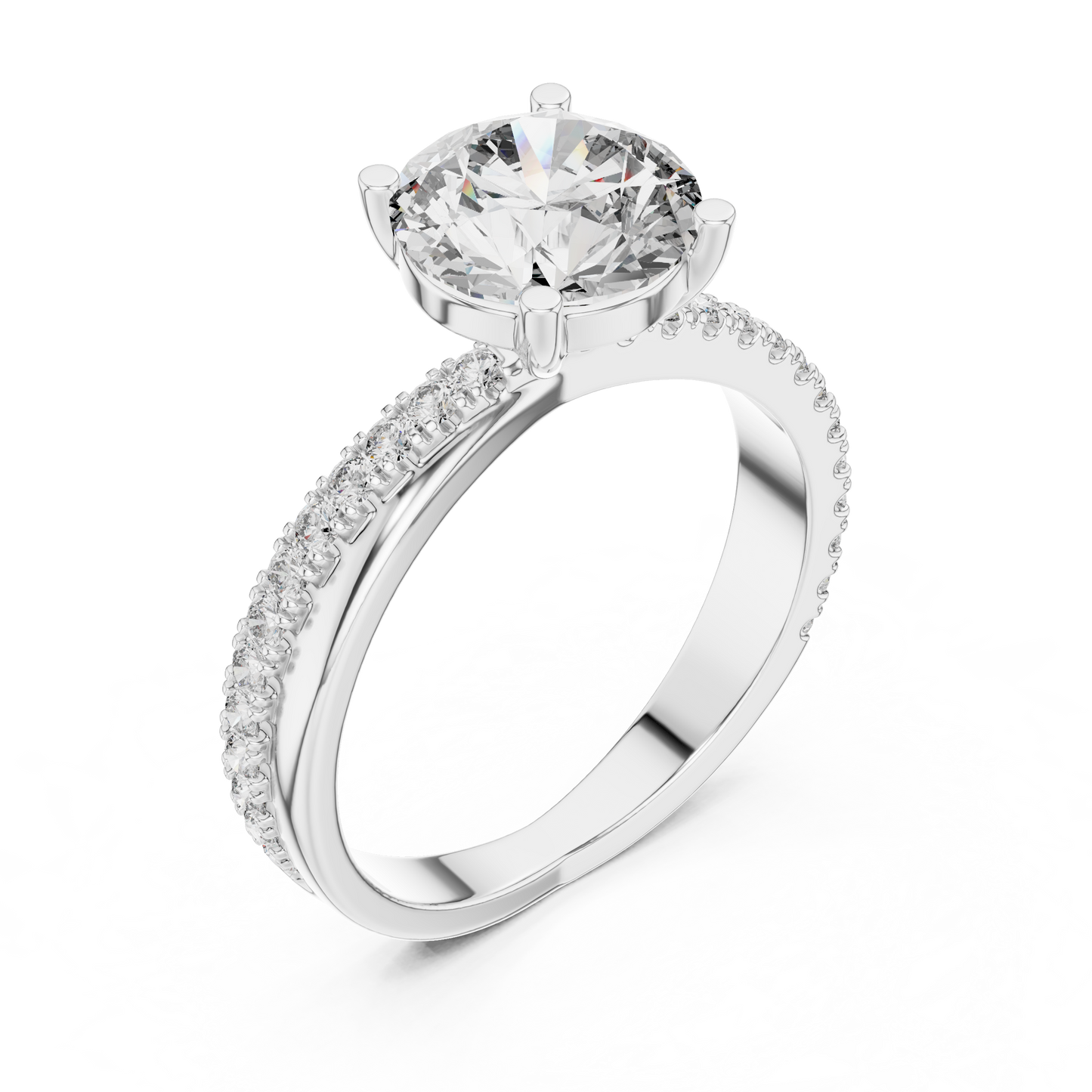 Round Cut Lab Grown Diamond Criss Cross Engagement Ring