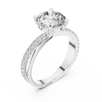 Round Cut Lab Grown Diamond Criss Cross Engagement Ring