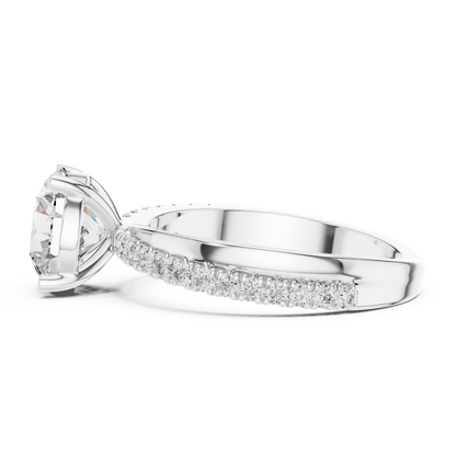 Round Cut Lab Grown Diamond Criss Cross Engagement Ring
