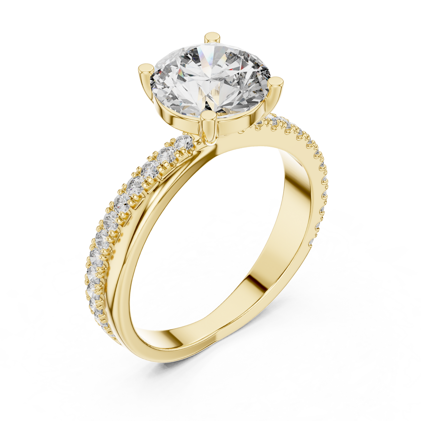 Round Cut Lab Grown Diamond Criss Cross Engagement Ring