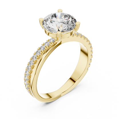 Round Cut Lab Grown Diamond Criss Cross Engagement Ring
