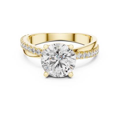 Round Cut Lab Grown Diamond Criss Cross Engagement Ring