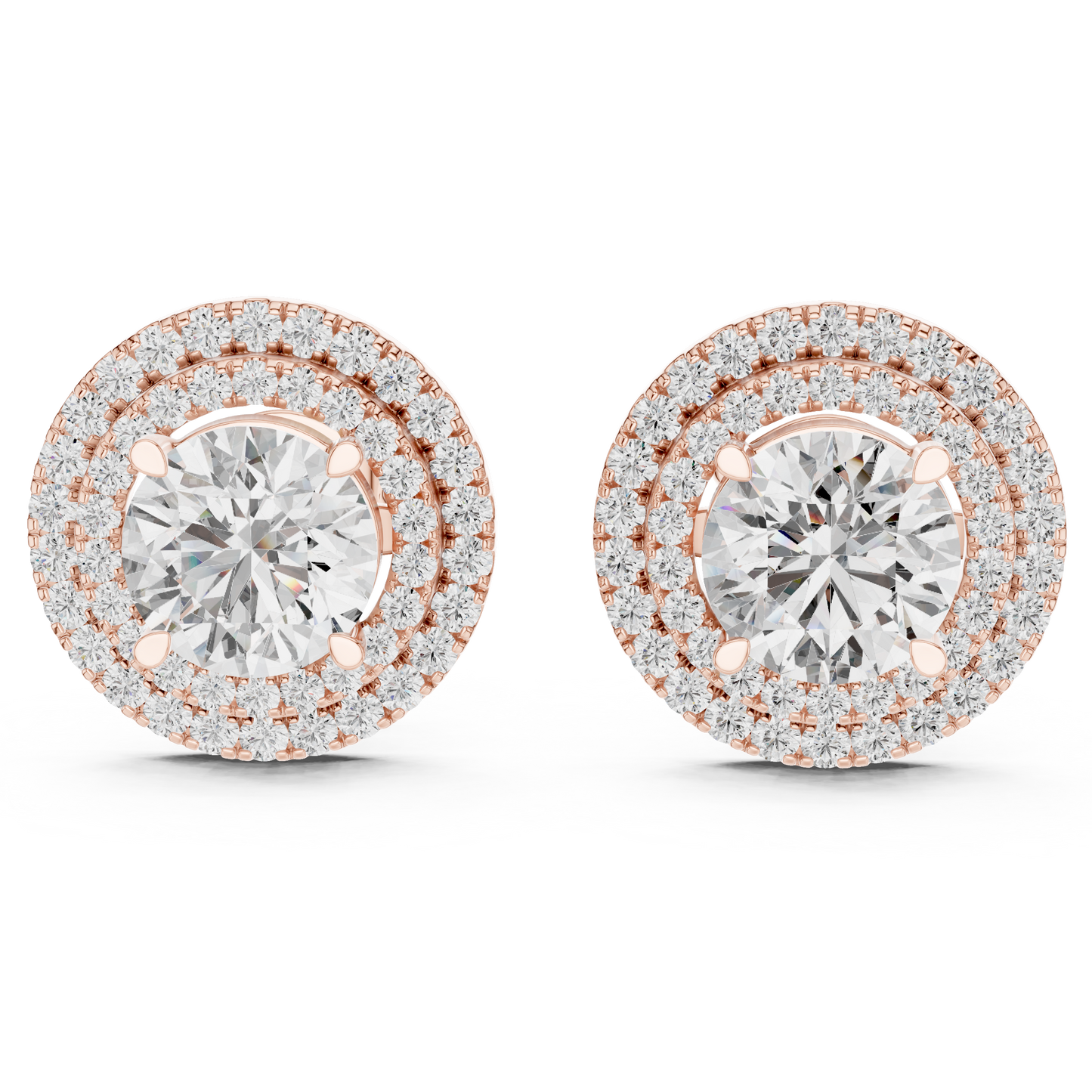 Double Halo Round Cut Lab Grown Diamond Earrings