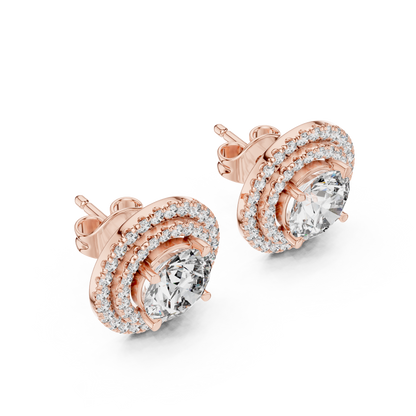 Double Halo Round Cut Lab Grown Diamond Earrings