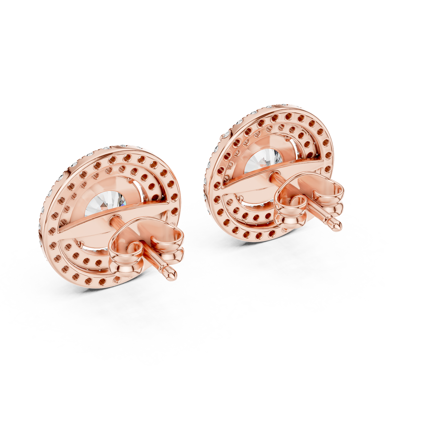 Double Halo Round Cut Lab Grown Diamond Earrings
