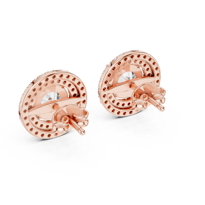 Double Halo Round Cut Lab Grown Diamond Earrings