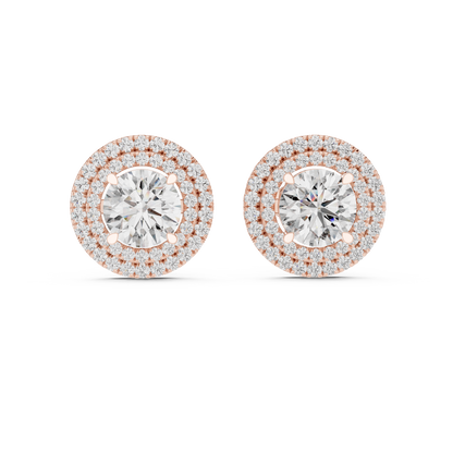 Double Halo Round Cut Lab Grown Diamond Earrings