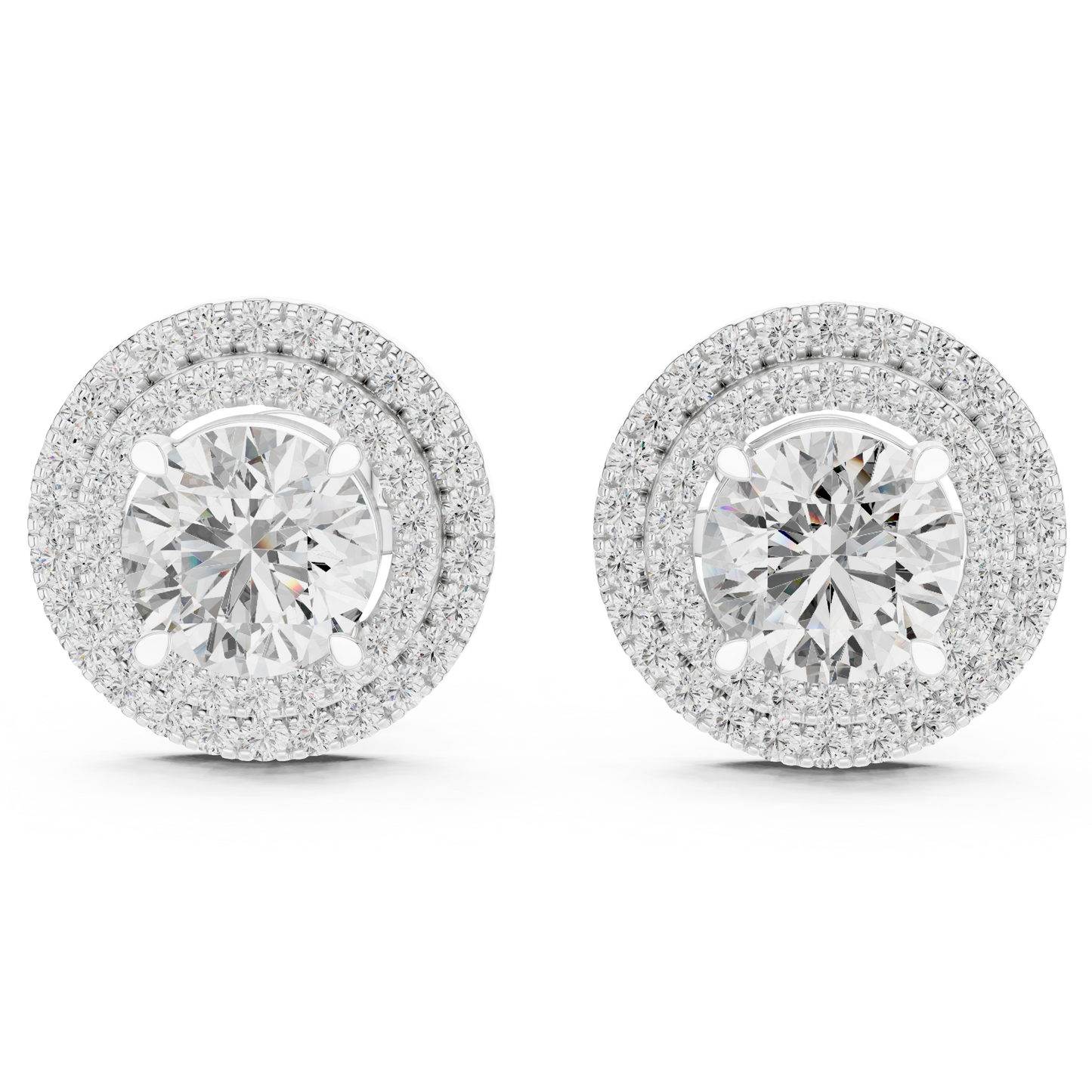 Double Halo Round Cut Lab Grown Diamond Earrings