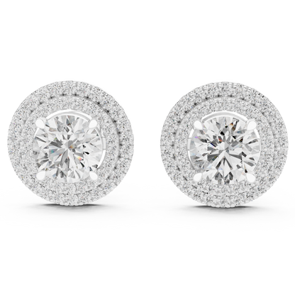 Double Halo Round Cut Lab Grown Diamond Earrings