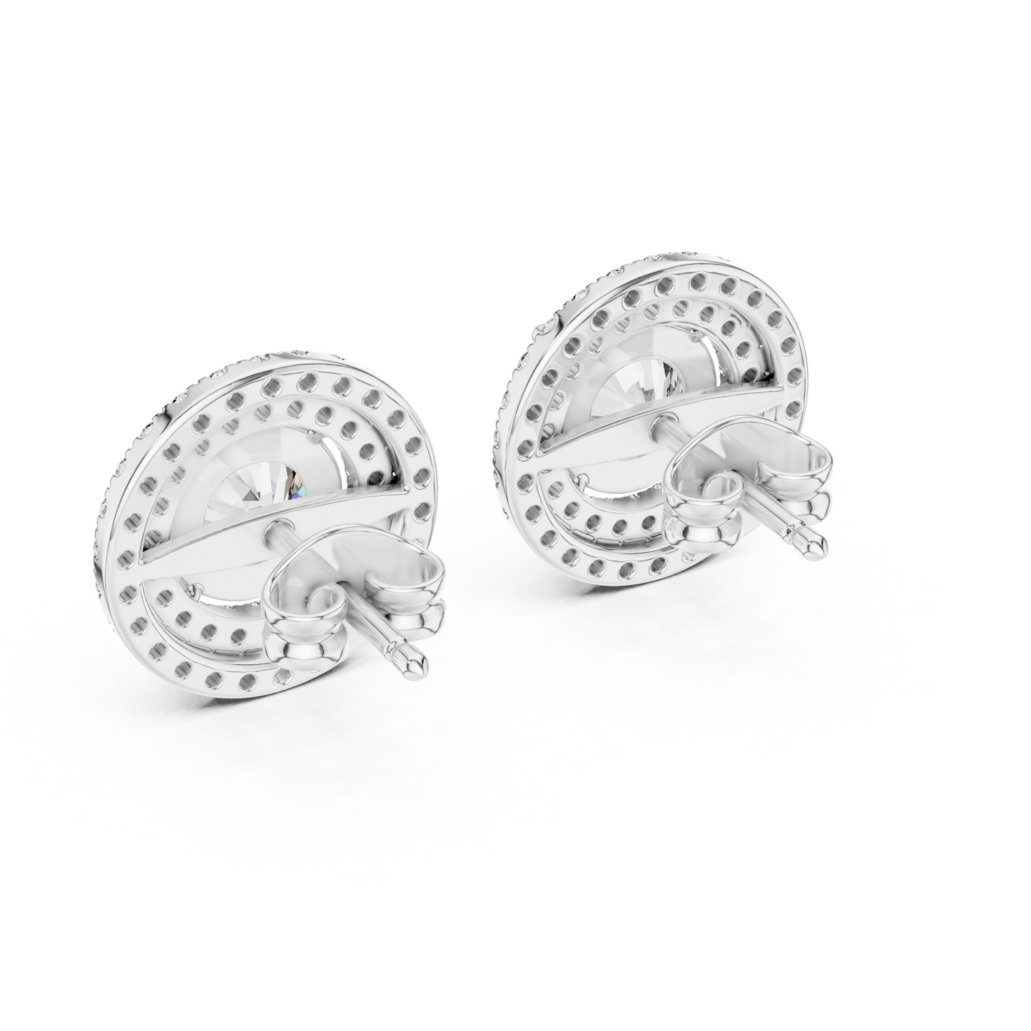 Double Halo Round Cut Lab Grown Diamond Earrings