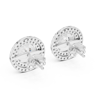 Double Halo Round Cut Lab Grown Diamond Earrings