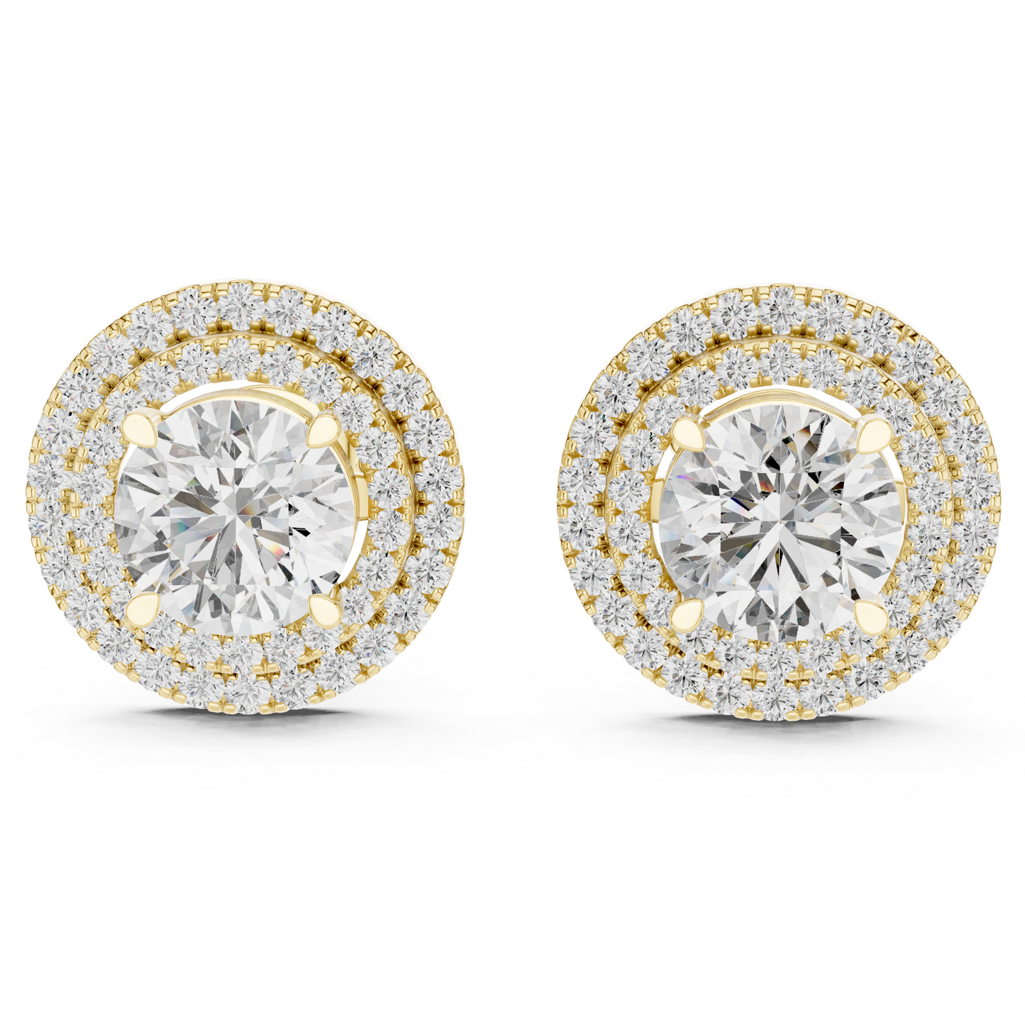Double Halo Round Cut Lab Grown Diamond Earrings