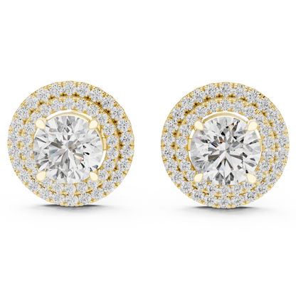 Double Halo Round Cut Lab Grown Diamond Earrings