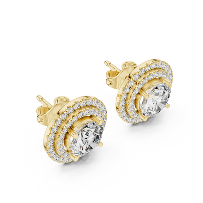 Double Halo Round Cut Lab Grown Diamond Earrings