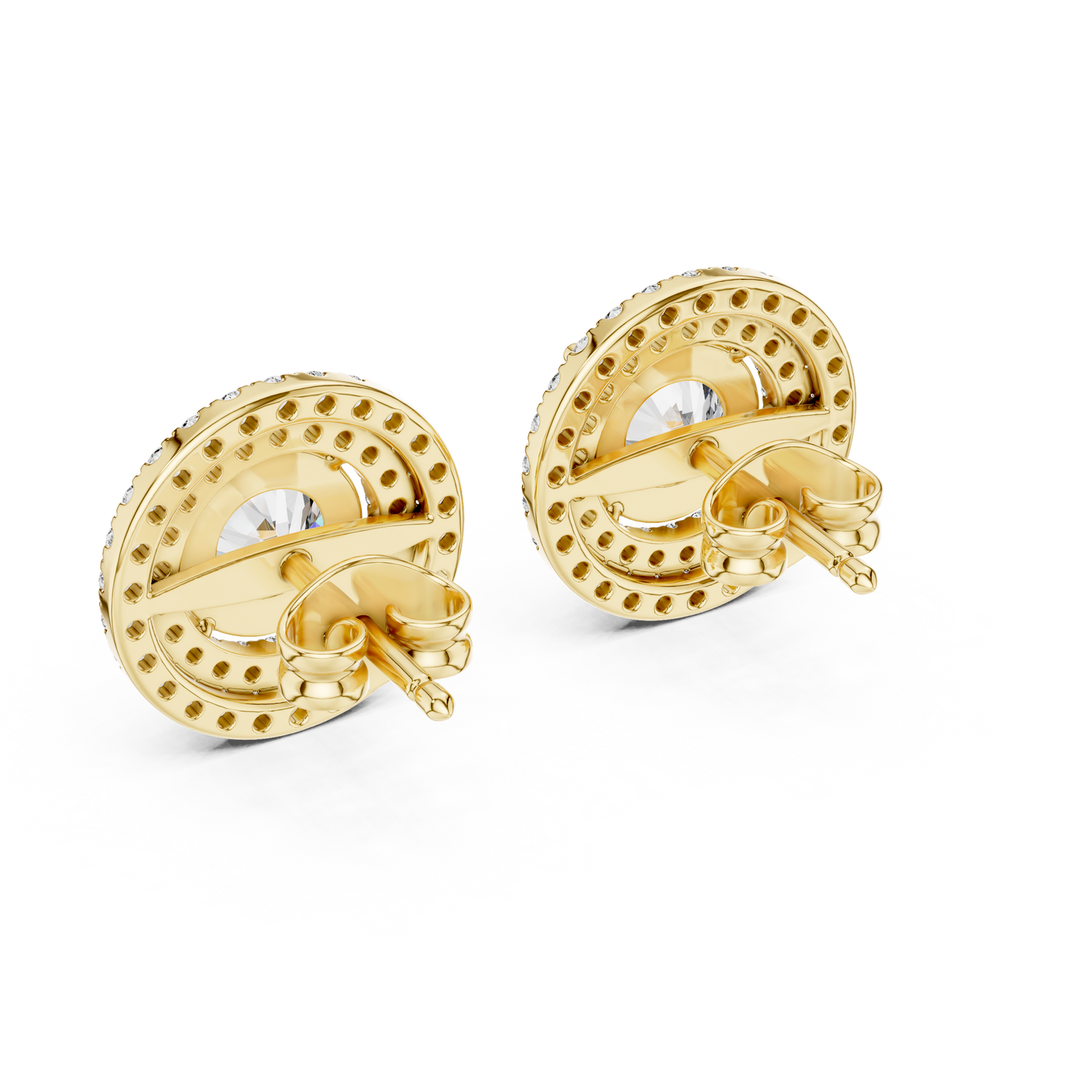 Double Halo Round Cut Lab Grown Diamond Earrings
