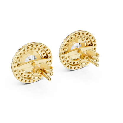 Double Halo Round Cut Lab Grown Diamond Earrings