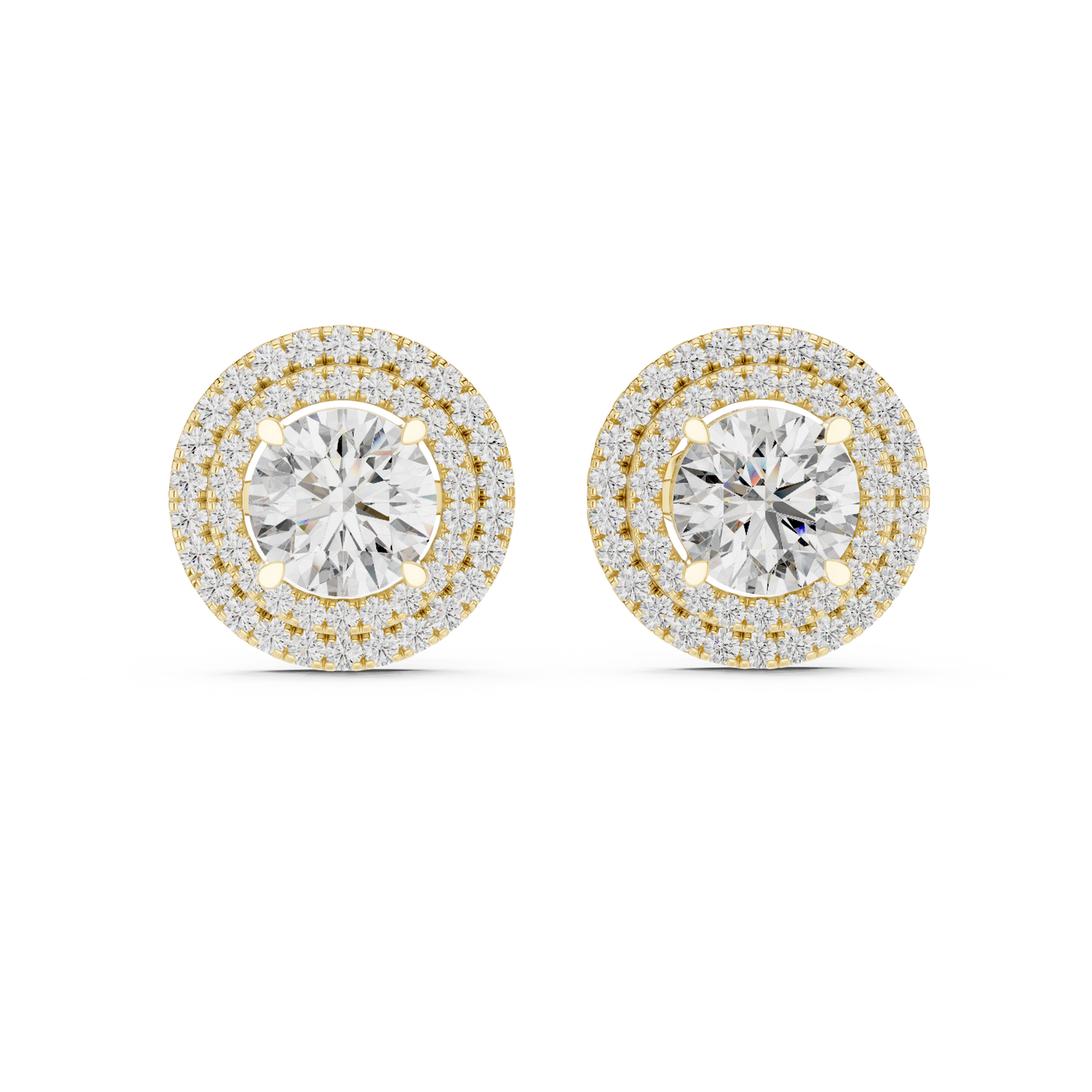 Double Halo Round Cut Lab Grown Diamond Earrings