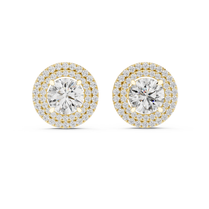 Double Halo Round Cut Lab Grown Diamond Earrings