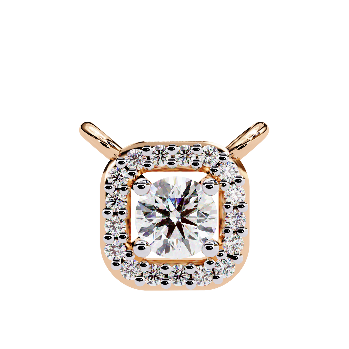 0.36 CTW Round Cut Lab Grown Diamond Halo Rose Gold Pendant