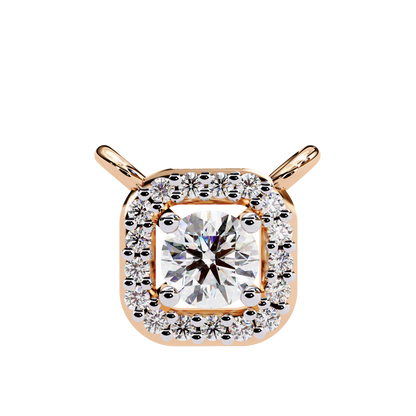 0.36 CTW Round Cut Lab Grown Diamond Halo Rose Gold Pendant